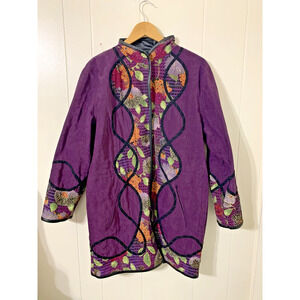 Koos of Course Reversible Jacket Asian Inspired Purple Floral Size Small Artsy